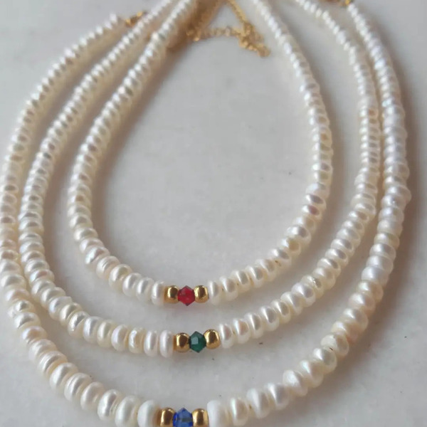 pearls and Swarovski necklace - τσόκερ, ατσάλι, πέρλες, Black Friday - 5