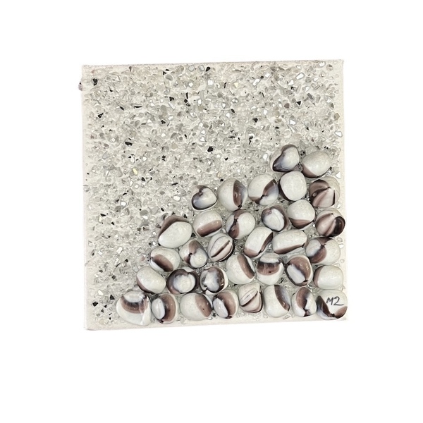 Κολάζ με γυαλάκια και πέτρες 20X20 cm - διακοσμητικά