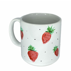 Πορσελάνινη Κούπα Strawberries - κούπες & φλυτζάνια, πορσελάνη, άνοιξη, κεραμικό