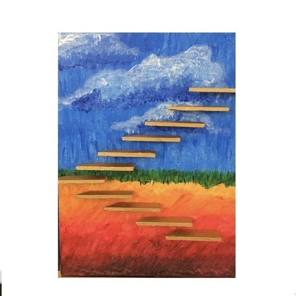 Stairway to Heaven and Hell καμβάς μα ακρυλικά και ξύλο 24X18 cm - διακοσμητικά