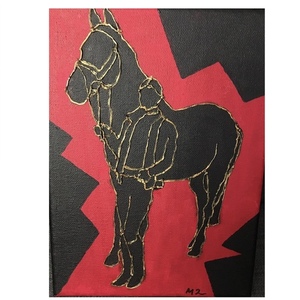 Horse rider καμβάς με ακρυλικά και 3D pen pls 24X18 cm - πίνακες & κάδρα