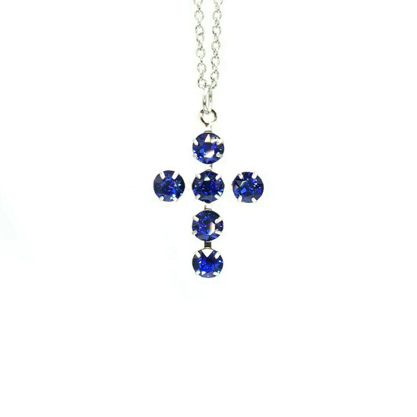 Κολιέ Σταυρός Κρύσταλλα, Γυναικείο, Χρώμα Majestic Blue, Ατσάλινη Αλυσίδα Nikolas Jewelry - charms, σταυρός, κοντά, ατσάλι, φθηνά - 2
