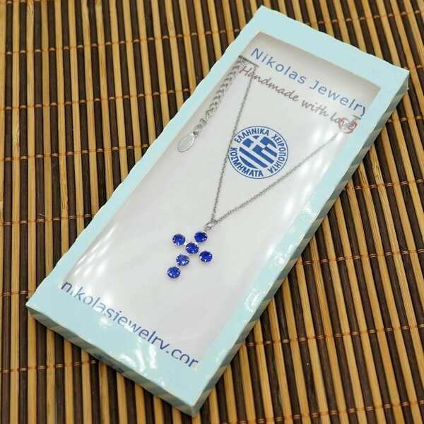 Κολιέ Σταυρός Κρύσταλλα, Γυναικείο, Χρώμα Majestic Blue, Ατσάλινη Αλυσίδα Nikolas Jewelry - charms, σταυρός, κοντά, ατσάλι, φθηνά - 3