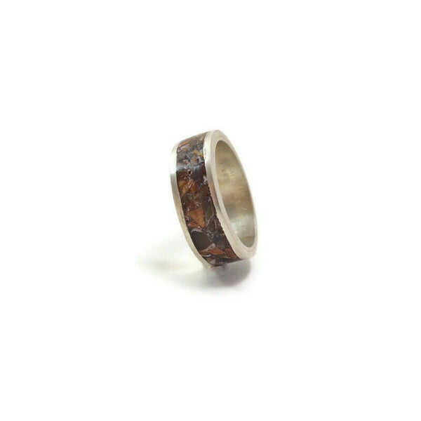Ασημένιο Δαχτυλίδι Με inlay απο Μάτι της Τίγρης - ασήμι, ημιπολύτιμες πέτρες, σταθερά, για γάμο, μεγάλα