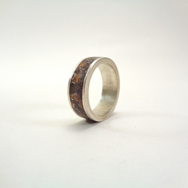 Ασημένιο Δαχτυλίδι Με inlay απο Μάτι της Τίγρης - ασήμι, ημιπολύτιμες πέτρες, σταθερά, για γάμο, μεγάλα - 3