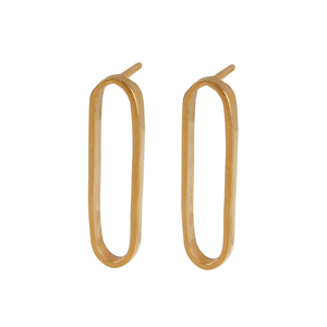 Καρφωτά χειροποίητα σκουλαρίκια από ασήμι 925 επιχρυσωμένο σε μακρόστενο σχήμα - ασήμι, επιχρυσωμένα, επάργυρα, κρεμαστά, καρφάκι