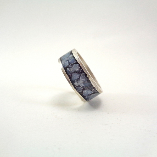 Ασημένιο Δαχτυλίδι Με inlay Αμαζονίτη - ασήμι, ημιπολύτιμες πέτρες, σταθερά, για γάμο, μεγάλα - 2