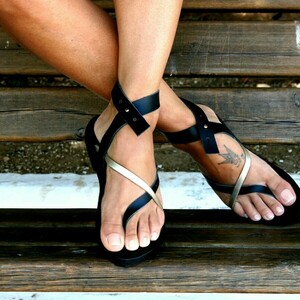 Handmade Leather Sandal : Marta - δέρμα, καλοκαιρινό, μαύρα, gladiator - 3