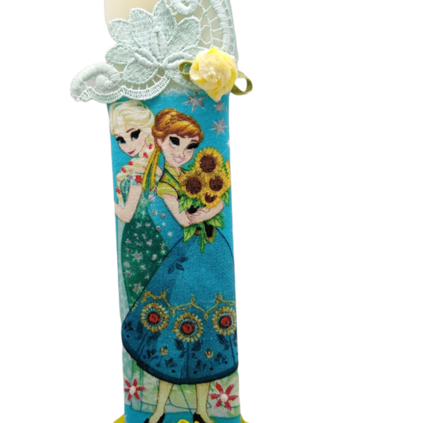 Πασχαλινή λαμπάδα διακοσμημένη με ύφασμα που απεικονίζει κοριτσίστικες φιγουρες - κορίτσι, λαμπάδες, ήρωες κινουμένων σχεδίων - 2
