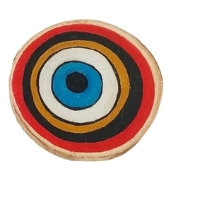 Καρφίτσα, ξύλινη, μάτι, ζωγραφισμένη στο χέρι Διαστάσεις:4.5*4εκ. - ξύλο, μάτι, χειροποίητα