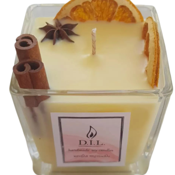 Τετράγωνο βαζάκι 9×9×9 εκ., 240 gr κερί σόγιας - κερί, αρωματικά κεριά, κεριά