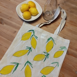 Πάνινη τσάντα lemons - ύφασμα, ώμου, all day, tote - 3
