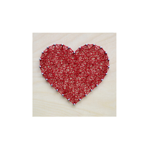 Διακοσμητικό από ξύλο, καρφάκια και κλωστή με σχέδιο καρδιά 12x12cm - νήμα, καρδιά, διακοσμητικά, δώρα αγίου βαλεντίνου
