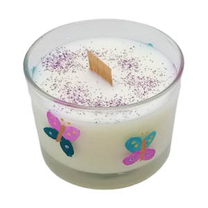 Χειροποίητο κερί σόγιας σε γυάλινο ποτήρι ζωγραφισμένο στο χέρι με άρωμα Νάρκισσος και λοτός ( 165 ml ) - αρωματικά κεριά, αρωματικό, σόγια, soy wax - 3