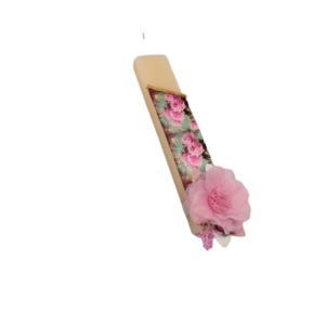 Αρωματική Λαμπάδα Με Κλιπ Μαλλιών Κοντή 20cm Floral Eκρού Ροζ - κορίτσι, λαμπάδες, για παιδιά, αρωματικές λαμπάδες - 4