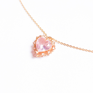 Heart of Gold | Κολιέ με ατσάλινη αλυσίδα και ορειχάλκινο μοτίφ ροζ καρδιάς - μήκος 40 εκ - charms, κοντά, ορείχαλκος, ατσάλι, καρδιά