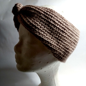 Πλεκτή κορδέλα μαλλιών με διακοσμητική λεπτομέρεια κουμπί - νήμα, ακρυλικό, σκουφάκια, headbands - 2