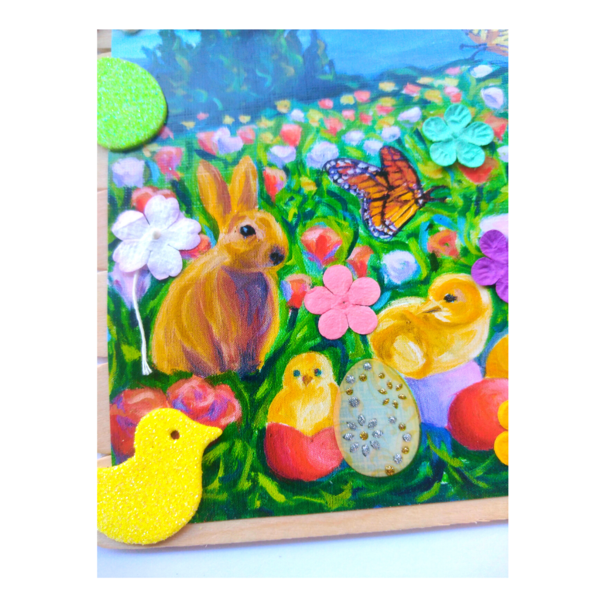 Πασχαλινό Διακοσμητικό Ξύλινο Καδράκι 15εκ - πίνακες & κάδρα, λουλούδια, διακοσμητικά, για παιδιά, ζωάκια - 2