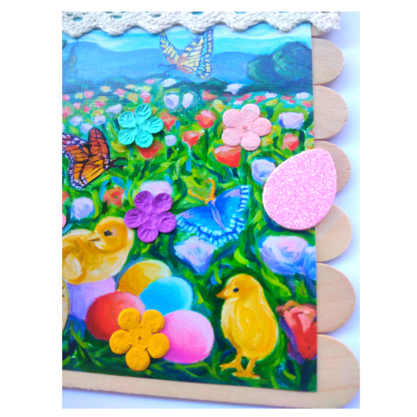 Πασχαλινό Διακοσμητικό Ξύλινο Καδράκι 15εκ - πίνακες & κάδρα, λουλούδια, διακοσμητικά, για παιδιά, ζωάκια - 3