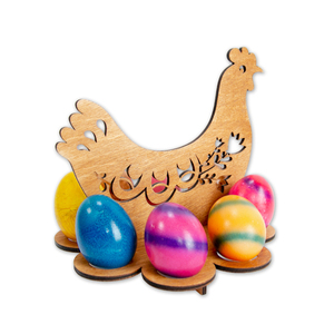 Ξύλινη Αυγοθήκη 8 θέσεων για το Πάσχα - "Η Κότα & τα αυγά της" - Διάσταση 21X18Χ18εκ. - διακοσμητικά, για ενήλικες, ξύλινα διακοσμητικά, ζωάκια