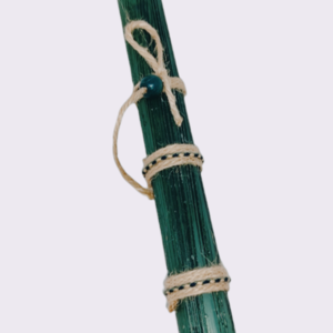 Λαμπάδα Αντρική Πράσινη Οβάλ 30cm Με Ξύλινη Χάντρα - αγόρι, λαμπάδες, για παιδιά, για εφήβους - 3