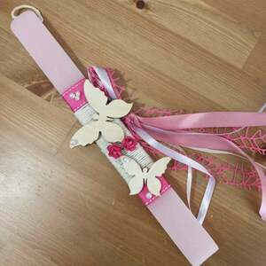 αρωματική λαμπάδα για κορίτσια με πεταλούδες 30 cm ροζ - κορίτσι, λαμπάδες, για παιδιά, για εφήβους - 2