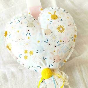 Λαμπάδα Διακοσμητικό Υφασμάτινο Μπαλονάκι Καρδιά Κουνελάκια Πρώτο Πάσχα - λαμπάδες, κουνελάκι, ζωάκια, για μωρά - 3
