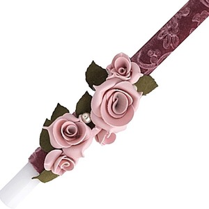 Λαμπάδα Ροζ Λουλούδια - λουλούδια, λαμπάδες, για ενήλικες, για εφήβους, προσωποποιημένα
