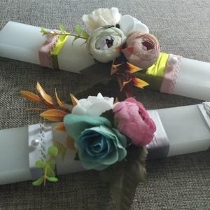 Χειροποίητη λαμπάδα λευκή κοντή ''ΛΟΥΛΟΥΔΙΑ 2'' (25cm) - κορίτσι, λουλούδια, λαμπάδες, για ενήλικες, για εφήβους - 4