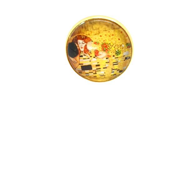Σκουλαρίκια κουμπωτά μπρούντζινα κρεμαστά με υγρό γυαλί " Το Φιλί" - 20mm - γυαλί, μικρά, μπρούντζος, φθηνά - 2