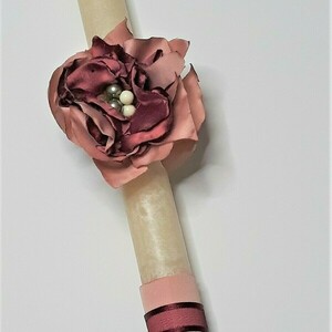 Ρομαντική λαμπάδα με χειροποίητο λουλούδι. - κορίτσι, λουλούδια, λαμπάδες, για ενήλικες, για εφήβους