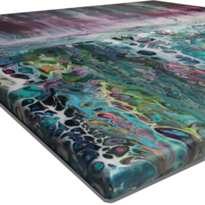 Πίνακας με ακρυλικά στα χρώματα του ουράνιου τόξου σε καμβά 40x40 cm - πίνακες & κάδρα, πίνακες ζωγραφικής - 4