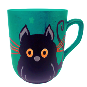cat mug πράσινη τιρκουάζ γάτα κούπα πορσελάνης - πορσελάνη - 2