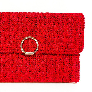 Κόκκινη πλεκτή τσάντα με νήμα (27Χ17Χ10) - νήμα, ώμου, all day, πλεκτές τσάντες, μικρές