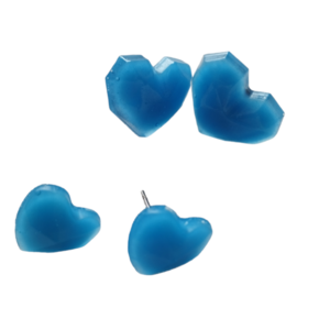 Σκουλαρίκια καρφωτά μπλε καρδιές μικρές - γυαλί, καρδιά, μικρά, φθηνά