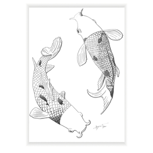 Animals of Japan on Koi Fishes 21×29,7cm - πίνακες & κάδρα