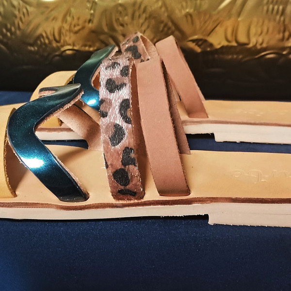 Handmade Leather Sandal : Agathe - δέρμα, φλατ, slides - 2