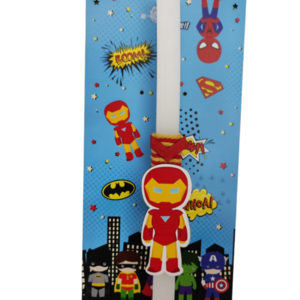Λαμπάδα Iron Man με διακοσμητικό - σούπερ ήρωες, λαμπάδες, για παιδιά, αγόρι, πάσχα 2022