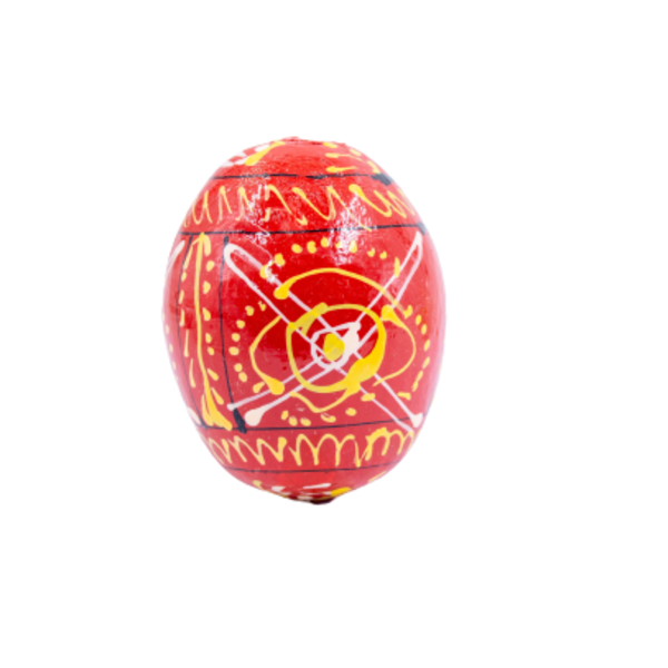 Ξύλινο διακοσμητικό χειροποίητο αυγό , 7εκ. redΧ - κορίτσι, διακοσμητικά, για ενήλικες