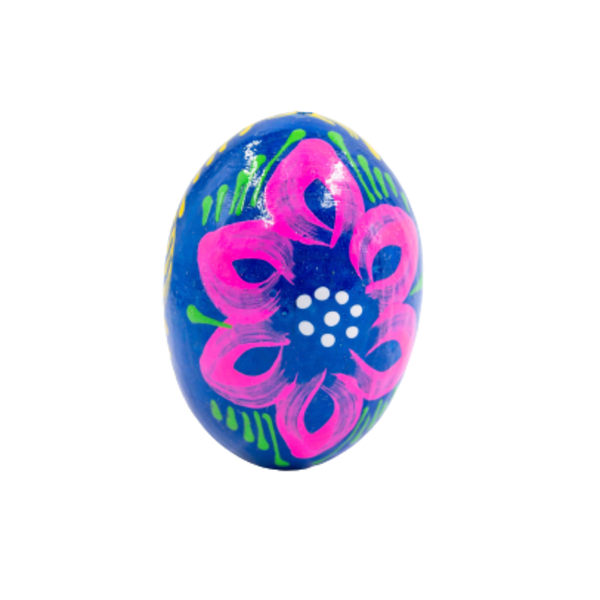 Ξύλινο διακοσμητικό χειροποίητο αυγό , 7εκ. μπλε φουξιο - αγόρι, διακοσμητικά, για ενήλικες