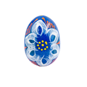 Ξύλινο διακοσμητικό χειροποίητο αυγό , 7εκ. μπλε-ασπρο - διακοσμητικά, για ενήλικες, αγόρι