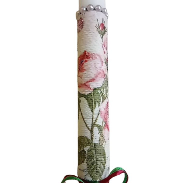 Πασχαλινή λαμπάδα με σχοινί και λουλούδια - κορίτσι, λαμπάδες, για παιδιά, για ενήλικες, για εφήβους - 2