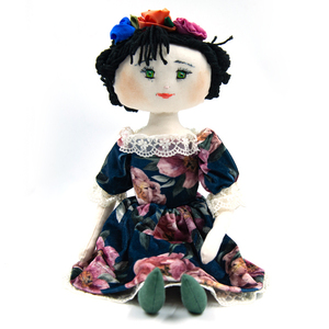 Χειροποίητη πάνινη κούκλα με μεξικάνικη μορφή ύψους 35cm - ύφασμα, μινιατούρες φιγούρες, frida kahlo, κούκλες