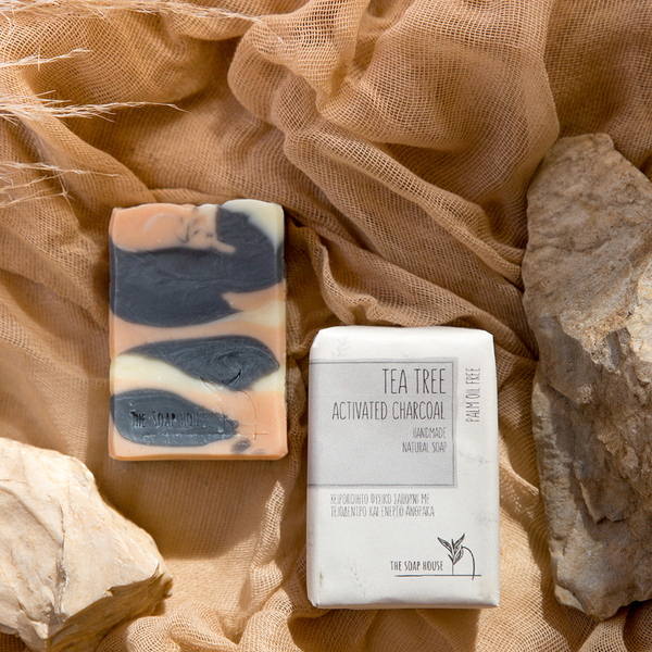 Σαπούνι Ελαιολάδου με Ενεργό Άνθρακα, Κόκκινη Άργιλο, Τεϊόδεντρο & Πετίτγκρέιν - σαπούνια, 100% φυσικό, προσώπου - 2