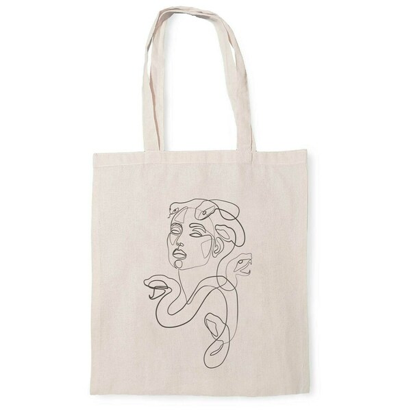 Tote Bag ▪️Medusa▪️ _Πάνινη τσάντα ζωγραφισμένη στο χέρι - ύφασμα, ώμου, tote, πάνινες τσάντες