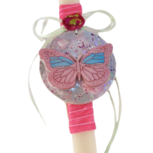 Λαμπάδα αρωματική πεταλούδα ροζ - κορίτσι, λαμπάδες, για παιδιά, αρωματικές λαμπάδες