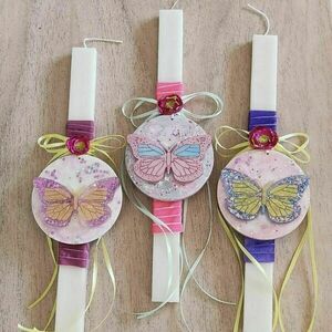 Λαμπάδα αρωματική πεταλούδα ροζ - κορίτσι, λαμπάδες, για παιδιά, αρωματικές λαμπάδες - 3