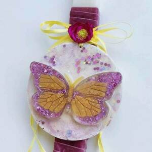 Λαμπάδα αρωματική πεταλούδα μοβ - κορίτσι, λαμπάδες, για παιδιά, αρωματικές λαμπάδες - 2