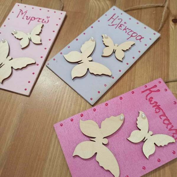 προσωποποιημένη λαμπάδα για κορίτσι με ταμπελάκι πεταλούδες ( butterflies door hanger ) - κορίτσι, λαμπάδες, όνομα - μονόγραμμα, προσωποποιημένα - 5