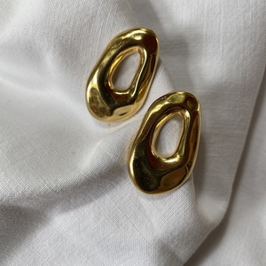 Gold minimal earrings - επιχρυσωμένα, καρφωτά, ατσάλι, μεγάλα